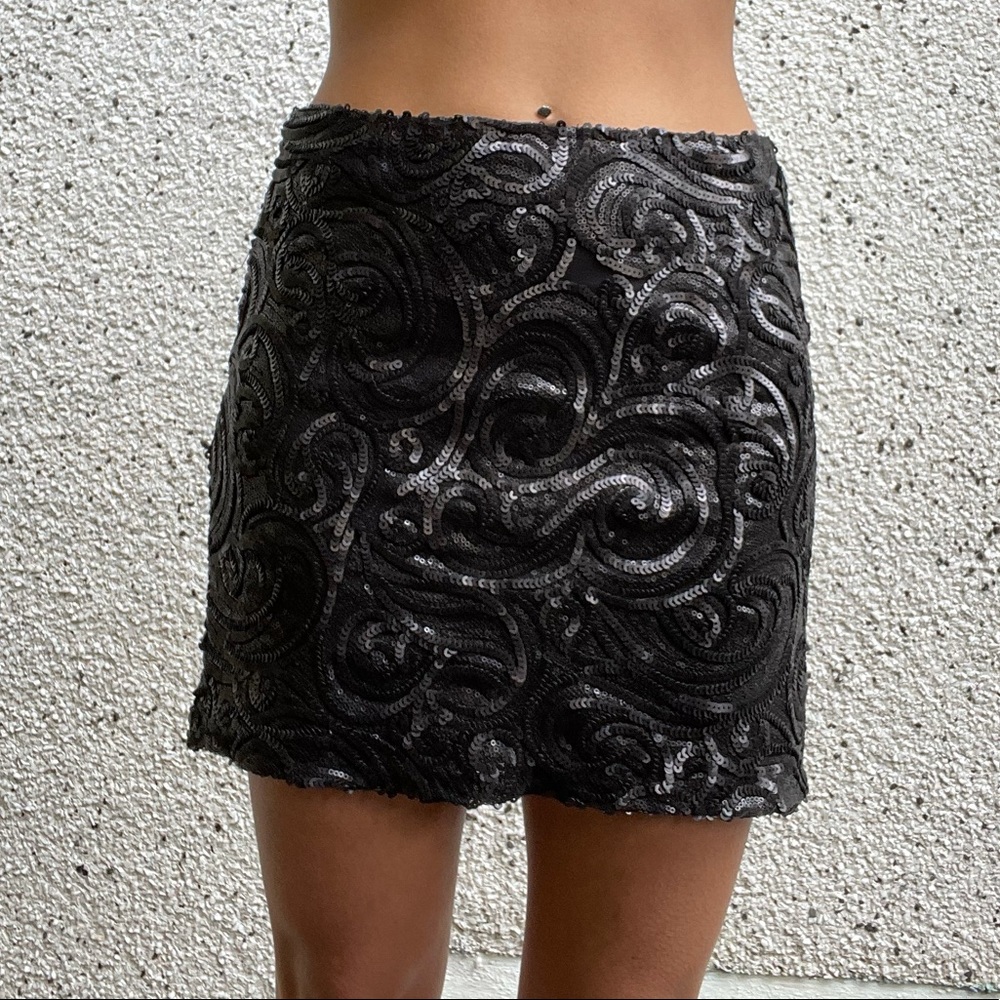 Mango Black Sequin Skirt